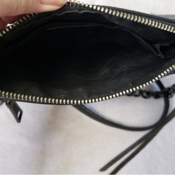 Rebecca Minkoff Avery Black Saffiano Leather Crossbody Bag Purse Studded Chain - Picture 8 of 16